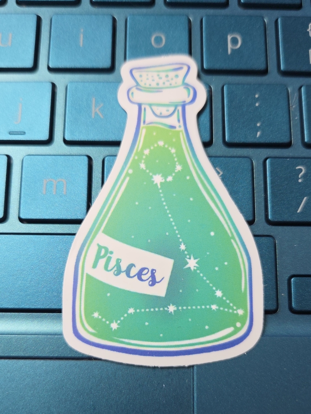 Pisces Constellation Bottle Sticker - Green